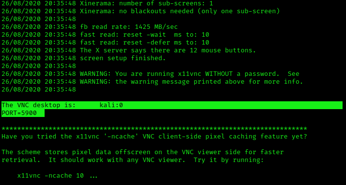 Установить VNC сервер Kali Linux
