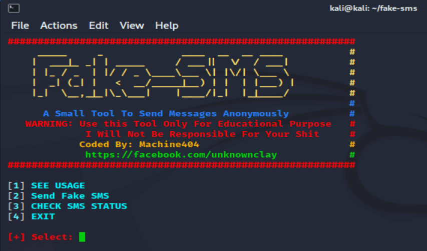 Установка фейк смс Kali Linux