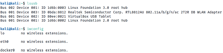 Идентификация чипсета RTL8812AU Kali Linux