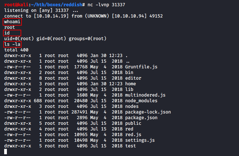 Отклик на машине атакующего от simple-shell