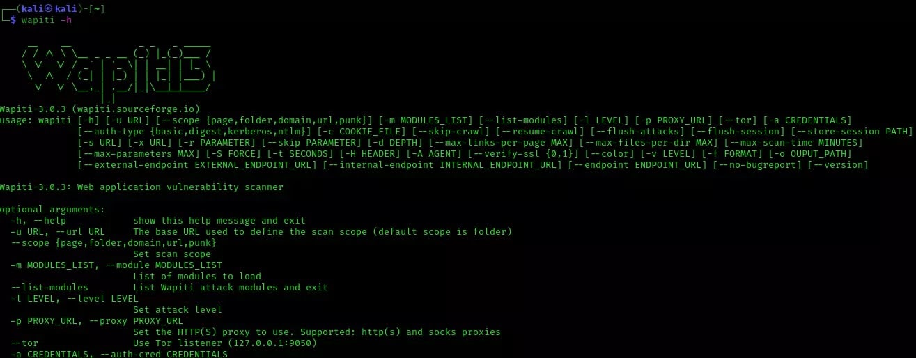 Wapiti установить Kali Linux